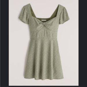 L green print knot front mini dress